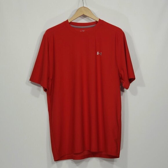Under Armour  Red  Heat Gear Short Sleeve Shirt  Men's Size Large - Picture 1 of 3